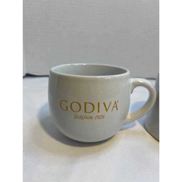 Set of 2 Godiva Belgium 1926 White and Gold Coffee Mugs - Picture 4 of 7